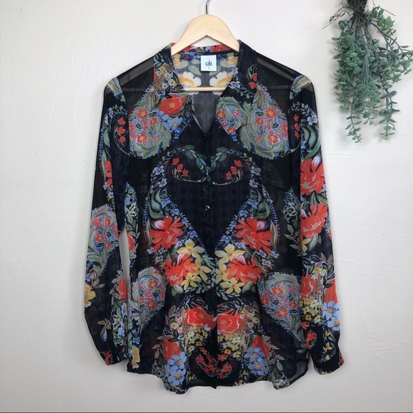 Cabi Armour Semi Sheer Floral Blouse - Picture 2 of 5